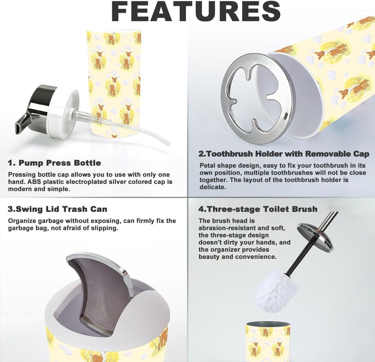 Colorful 6-Piece Bathroom Accessory Set