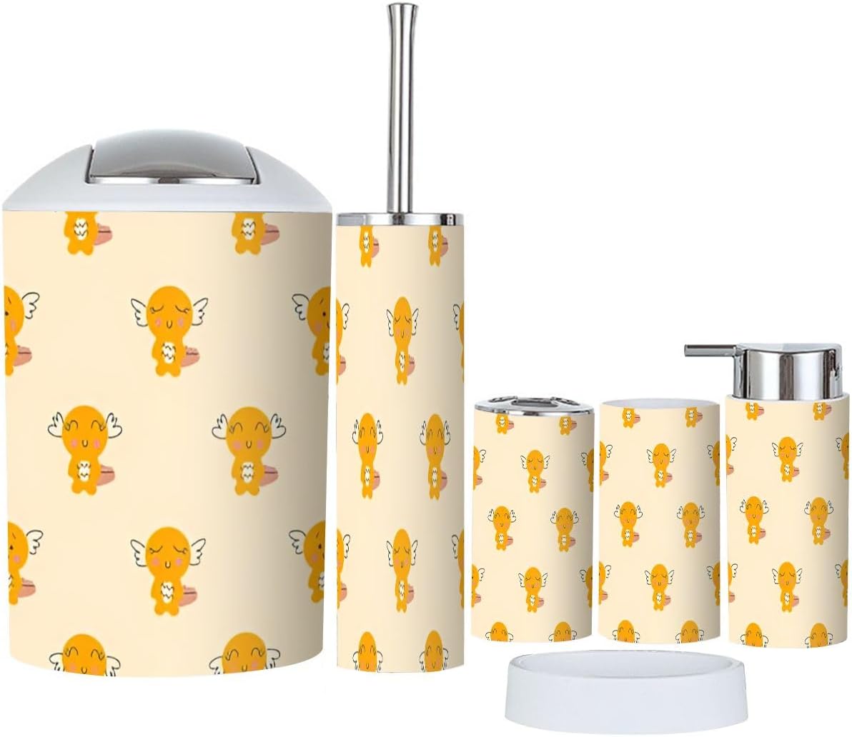 Bathroom Accessory Set 6 Piece XNGJEMVWXO Cute Axolotls Pattern