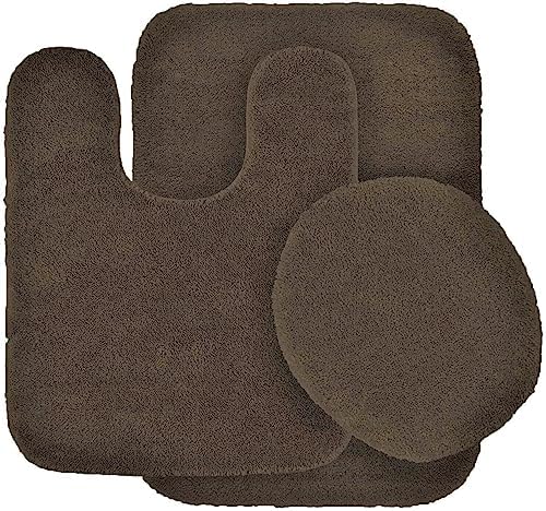 3 Piece Bath Mat Set with Rubber Backing