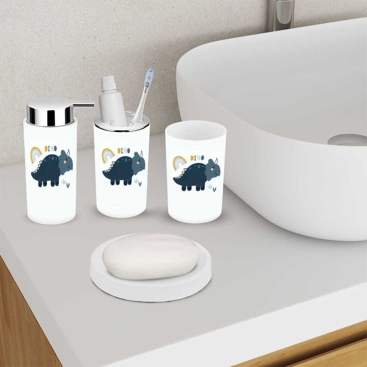 Cute Dinosaur Bathroom Accessory Set of 6