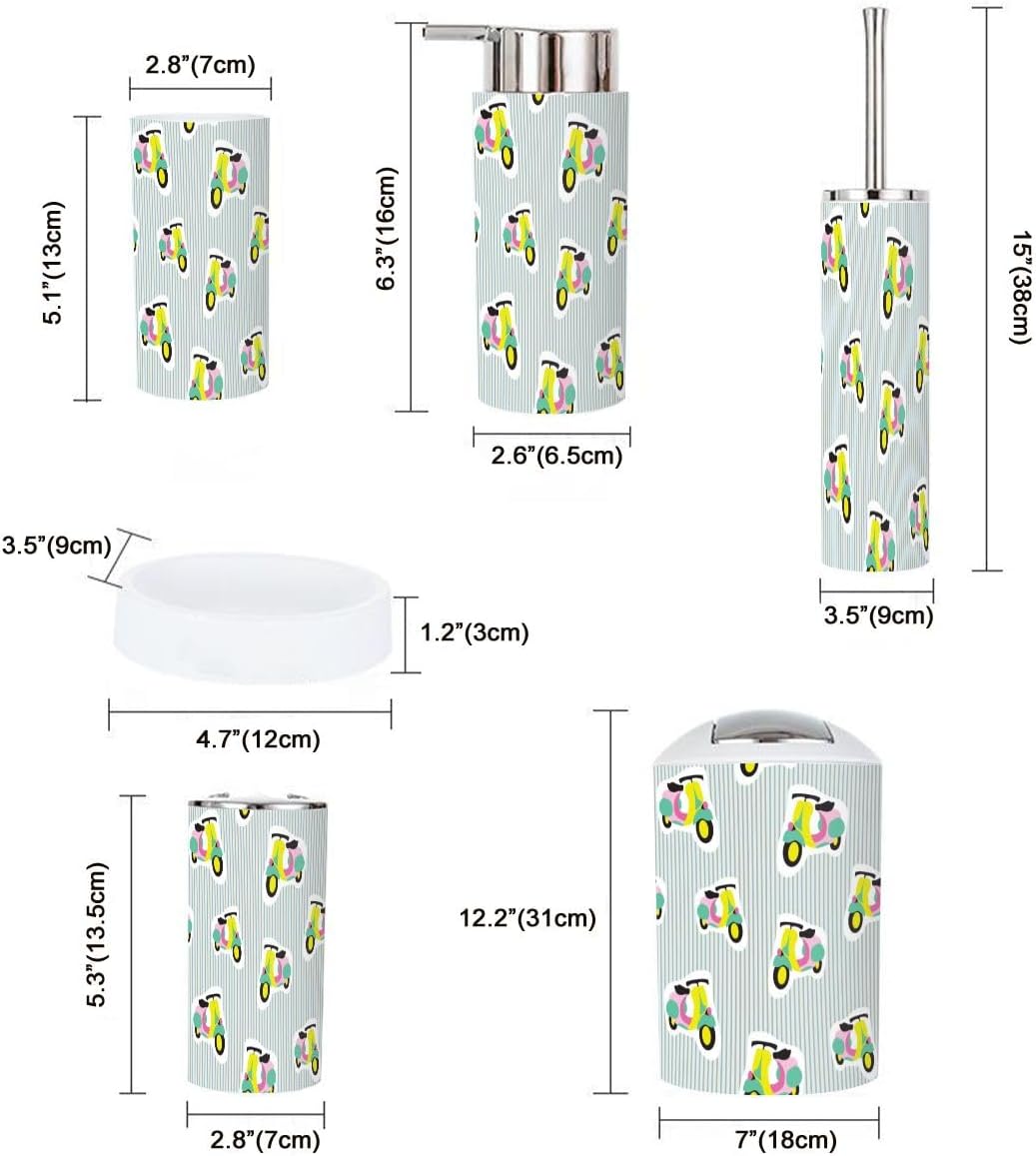 Retro Bath Organizer 6-Piece Set for Clean Stylish Storage