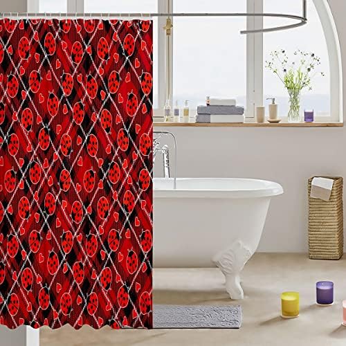 Jeje Red Ladybugs Bath curtains with ladybugs design