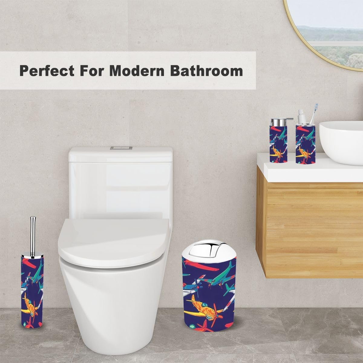 Stylish 6-Piece Bathroom Accessory Set for Clean Eco-Friendly Living