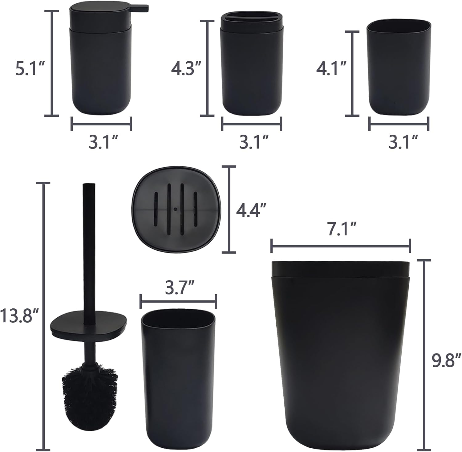 DONEHOS Black Bathroom Accessory Set 6-Piece