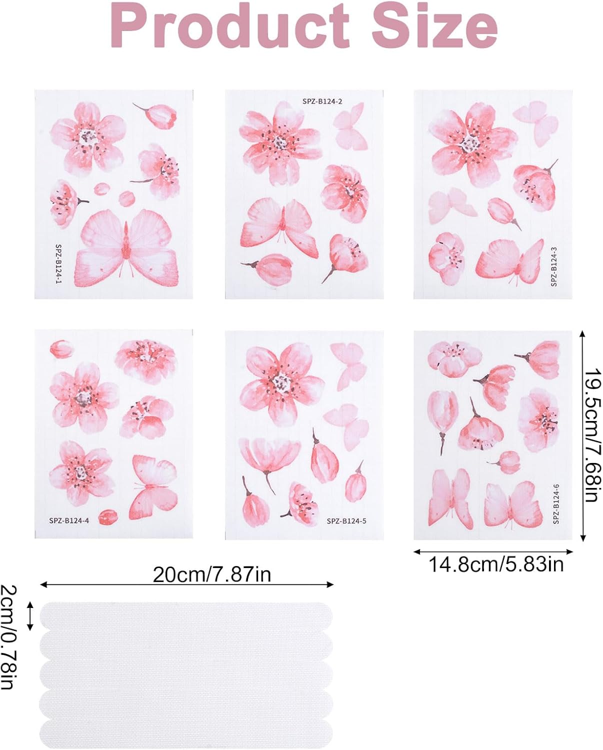 Non Slip Bathtub Stickers 6PCS Pink Butterfly Anti-Slip Decals with Scraper
