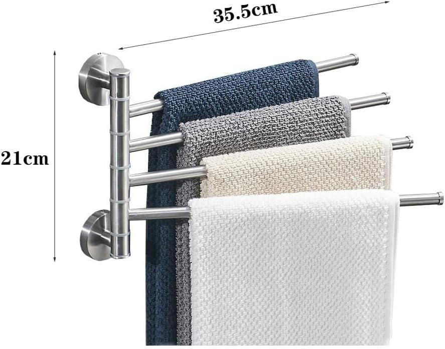 Sturdy Space-Saving Bathroom Towel Rack with 4 Towel Rods and Swivel Arms