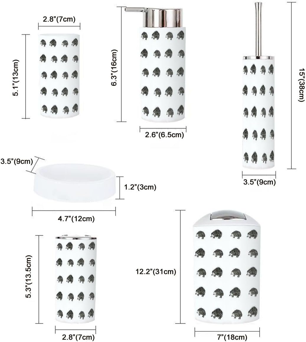 6-Piece bathroom set Hedgehog Design Durable Stylish