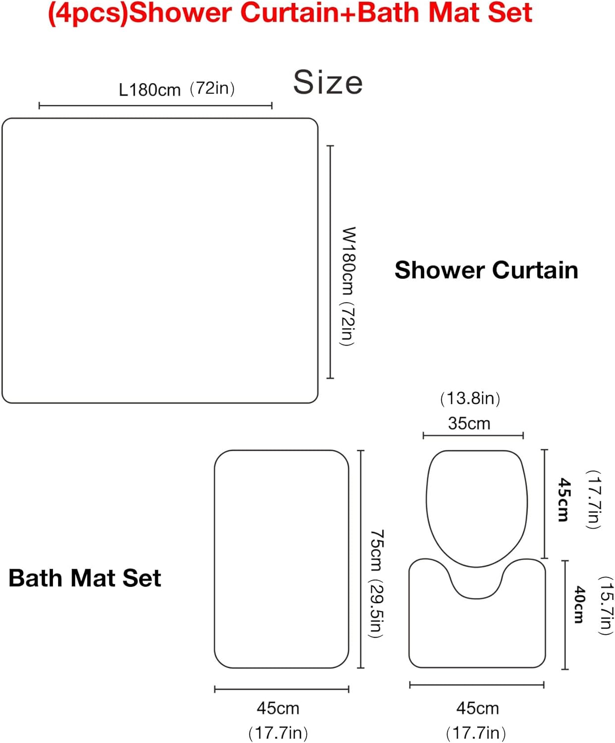 4Pcs Funny Frog Shower Curtain Set with Bathroom Mat for Home