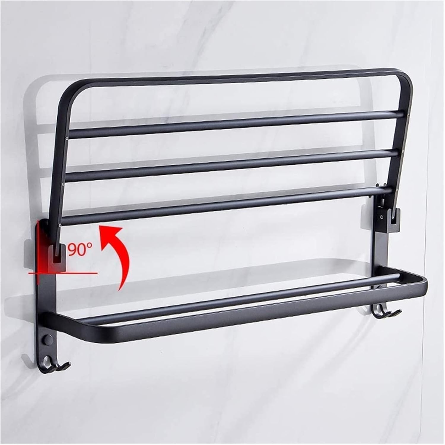 Space-Saving Towel Rail Black Oil Brushed Aluminum Alloy Towel Rack