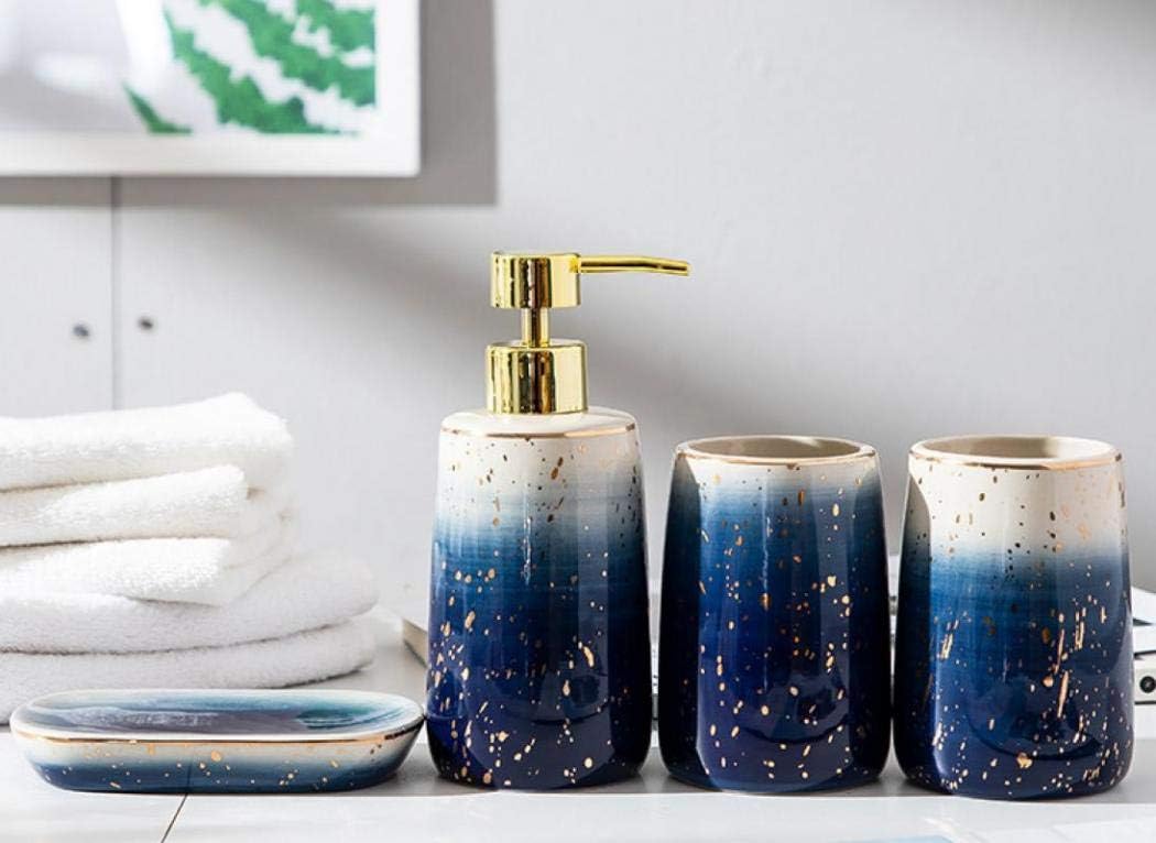 Gradient Blue Ceramic Bathroom Accessory Set for Home