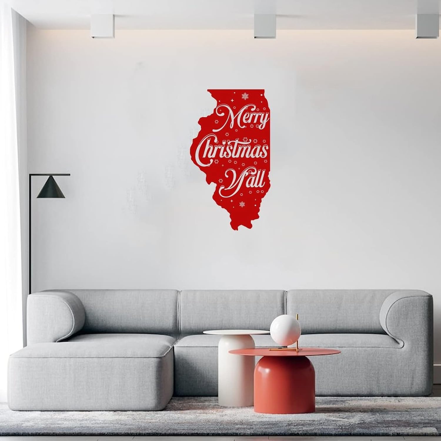 Merry Christmas Yall Illinois Wall Sticker 22in