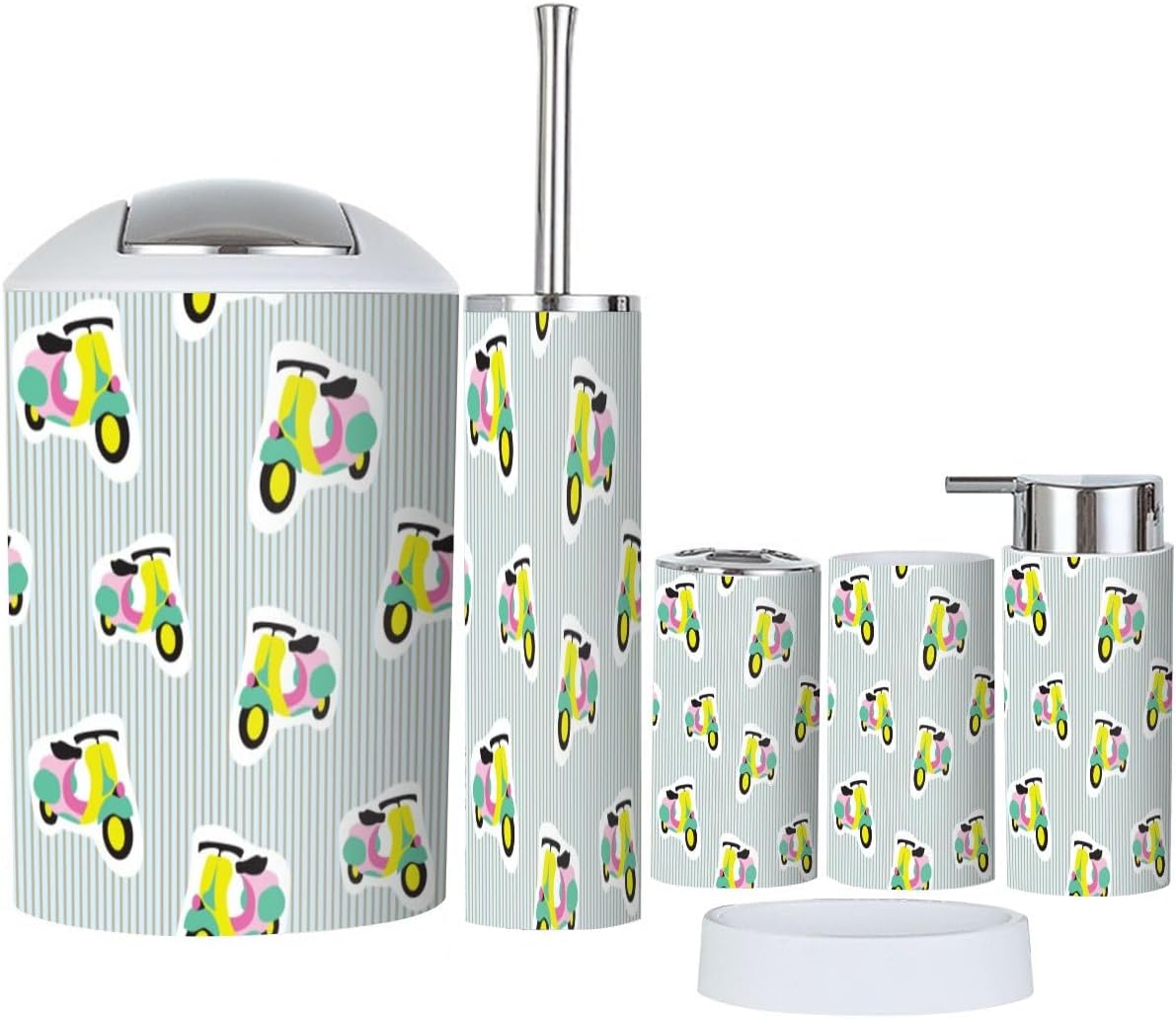 Retro Bath Organizer 6-Piece Set for Clean Stylish Storage