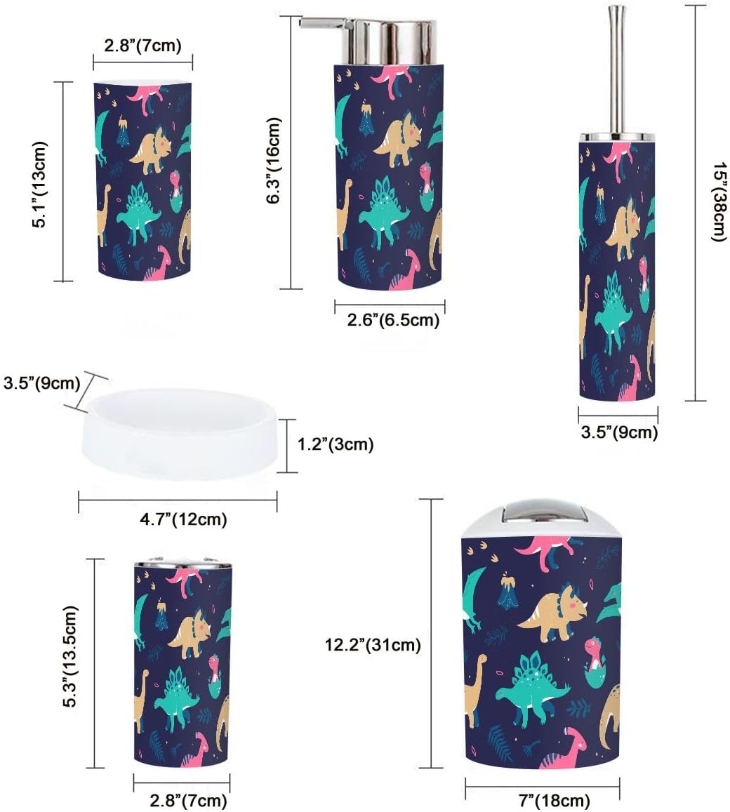 Dinosaur Bathroom Accessories Set 6 Pcs Modern Decor