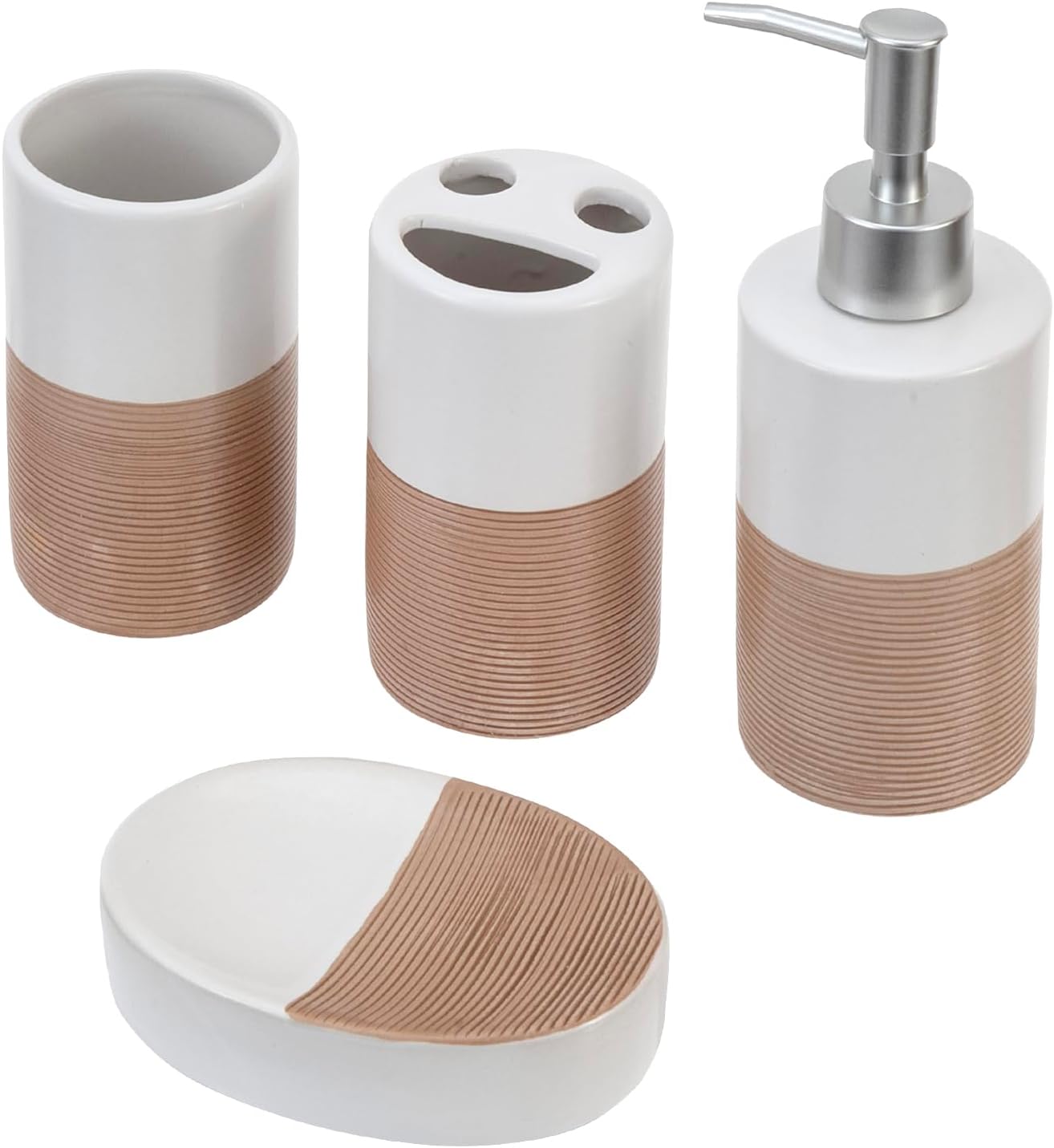 MyGift Deluxe 4-Piece Dual-Tone White Bath Set
