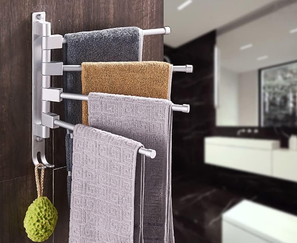 WAPKYRUST-RESISTANT STAINLESS STEEL TOWEL RACK WITH 4 ARMS FOR SPACE SAVING