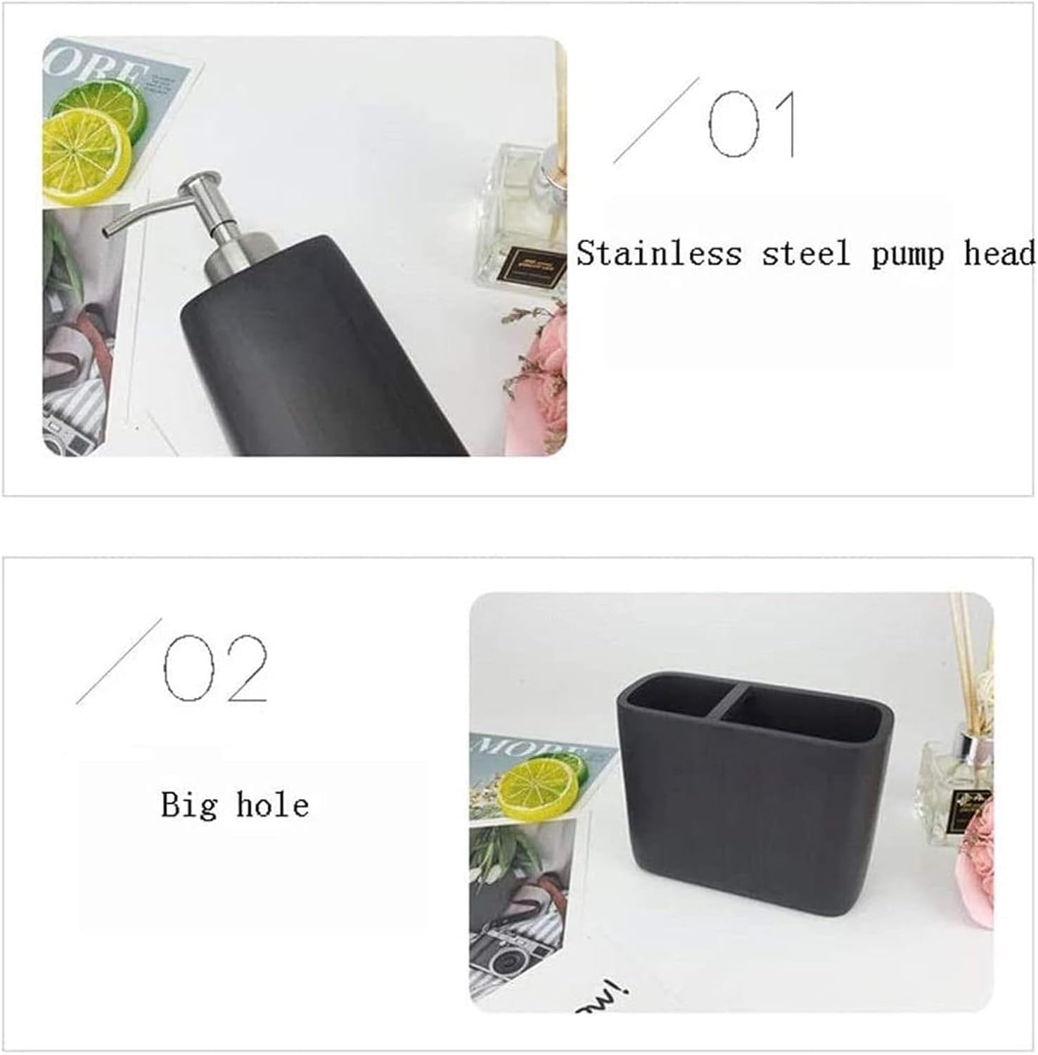 OXOAMP Soap Dispenser 5 Piece Bathroom Set