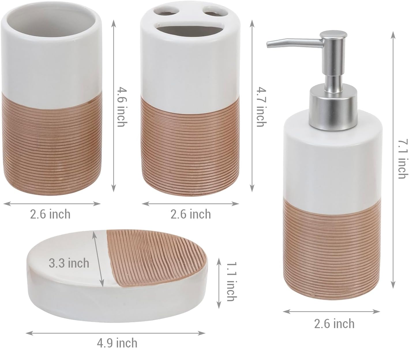MyGift Deluxe 4-Piece Dual-Tone White Bath Set