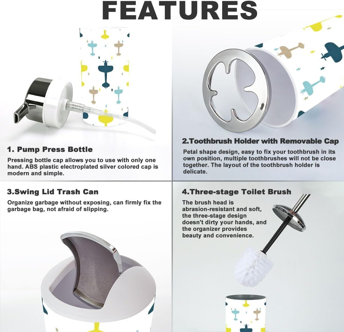 XNGJEMVWXO6-Piece Bathroom Accessory Set