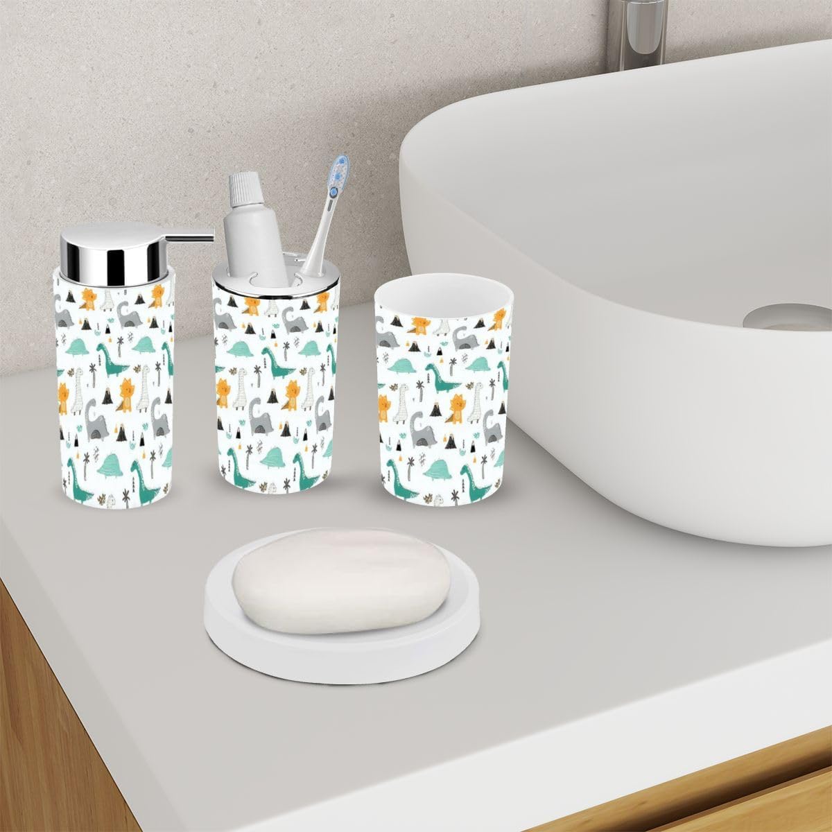 6 Piece Dinosaur Bathroom Accessory Set