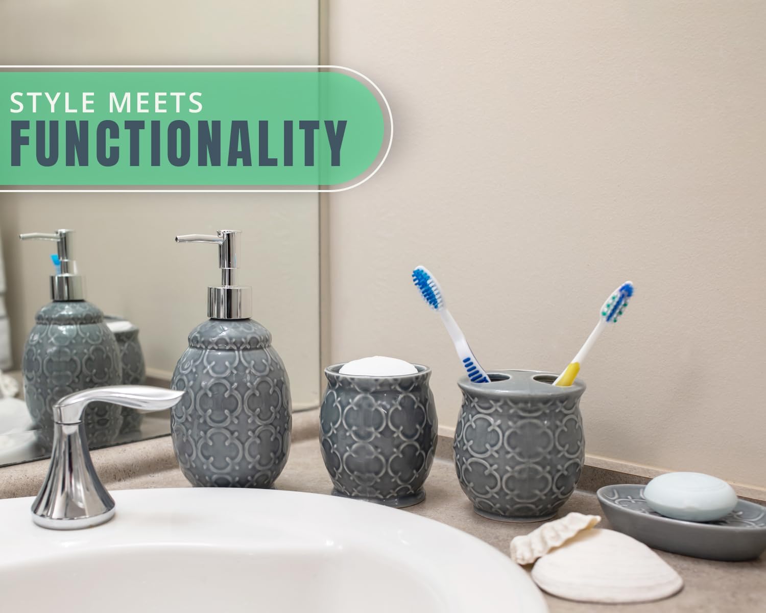 Modern 4-Piece Ceramic Bathroom Accessory Set