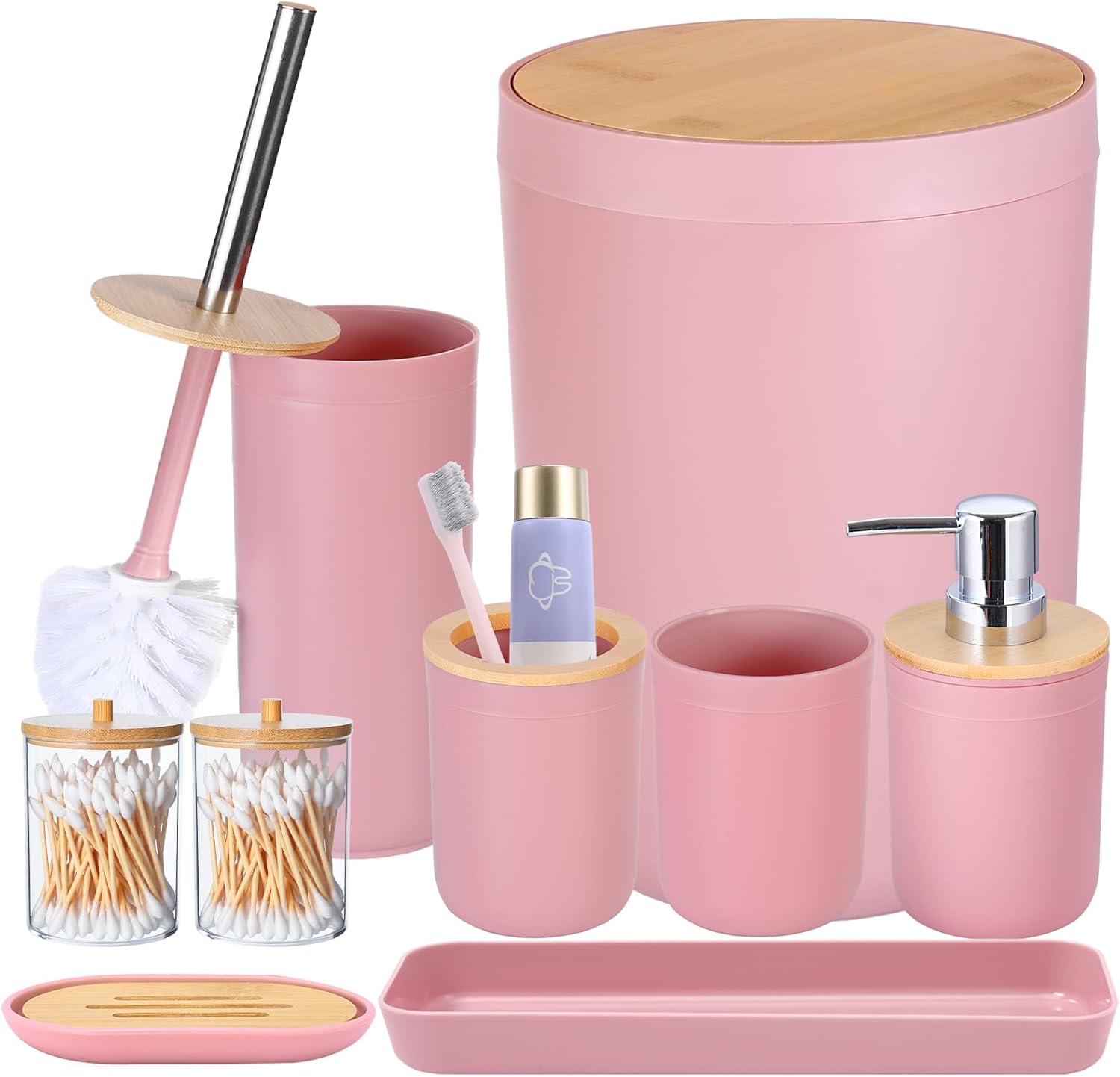 iMucci 9-Piece Plastic Bath Accessories Set - Durable Stylish