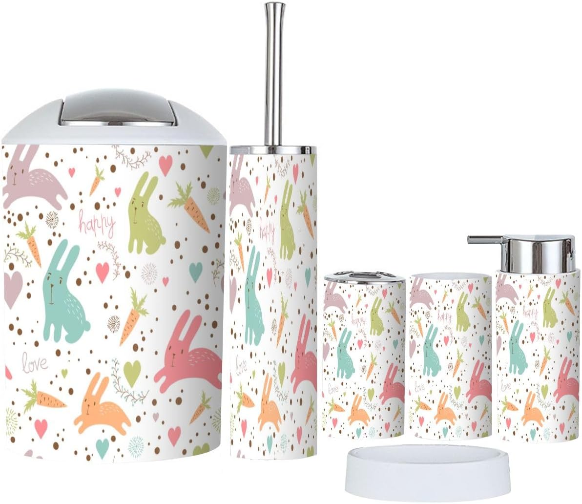 Bathroom Accessories 6-Piece Cartoon Pattern Set for Kids