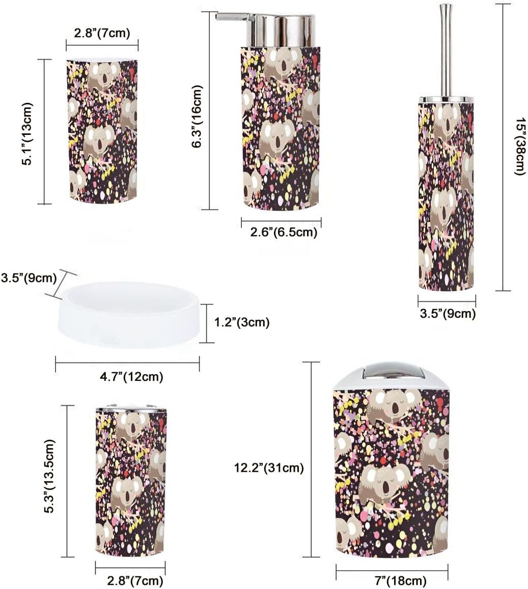 6 Piece Bathroom Accessory Set with Funny Animal Design