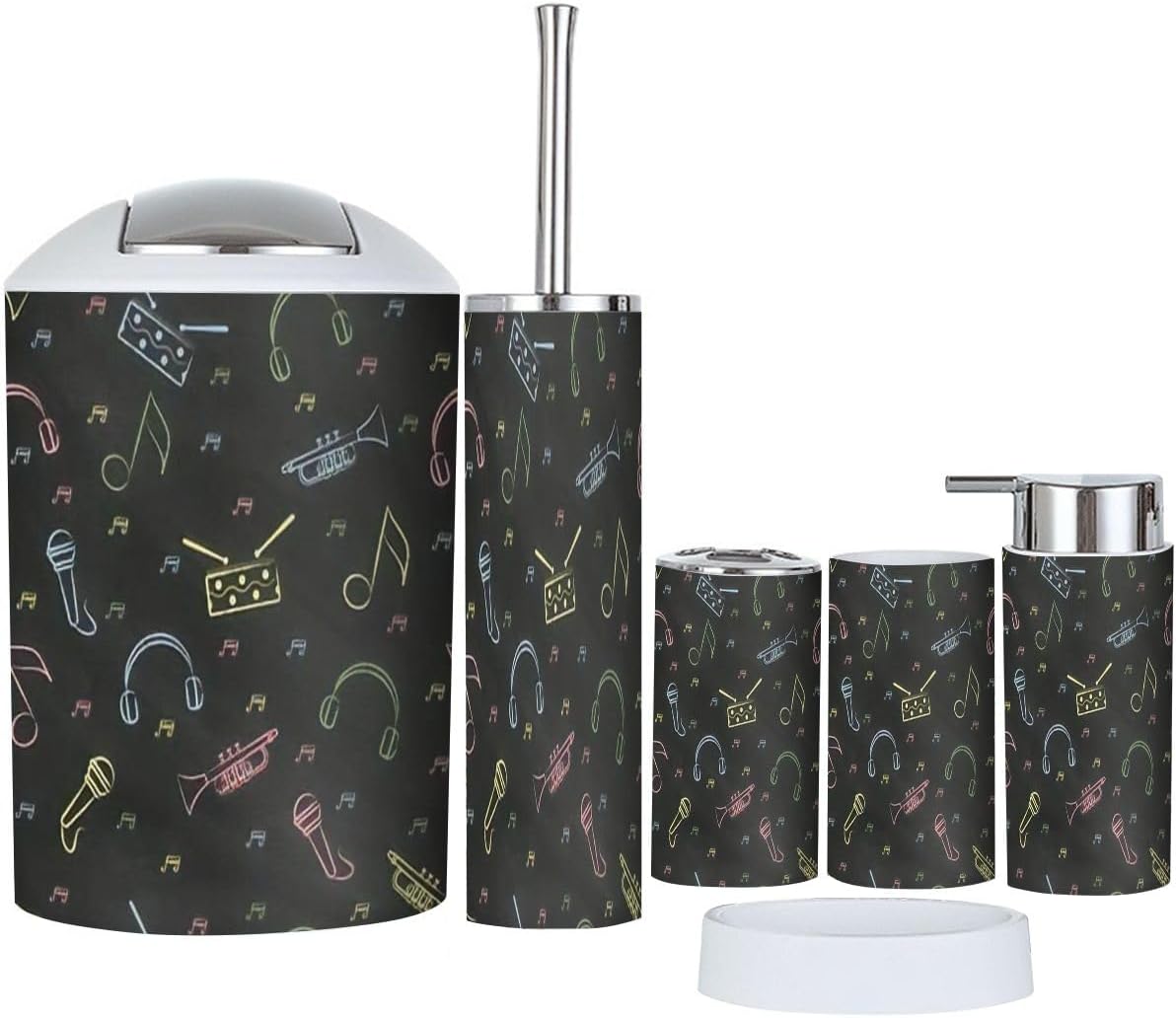 6 Piece Bathroom Set Black Chalkboard Holders