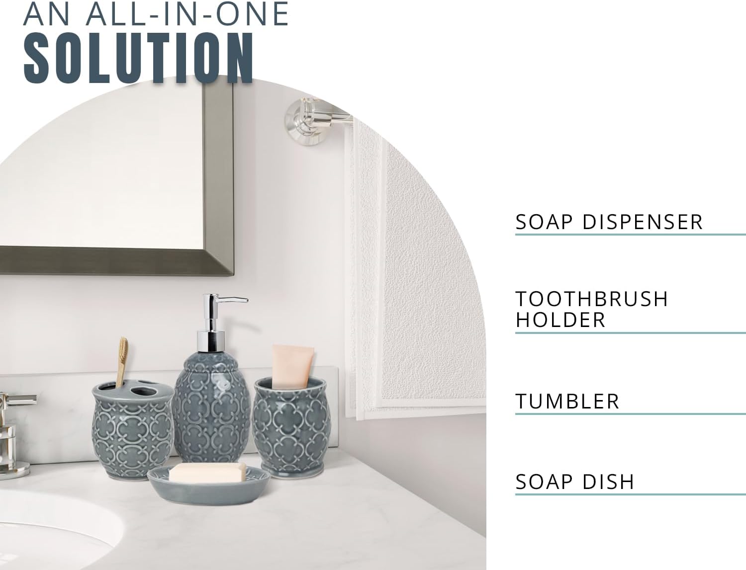 Modern 4-Piece Ceramic Bathroom Accessory Set