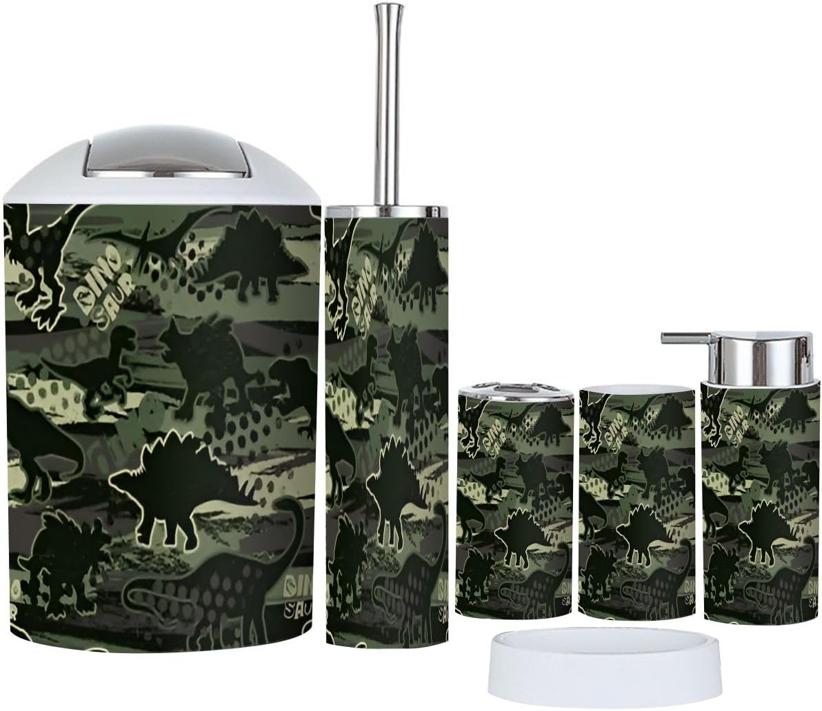 Bathroom Accessories Set 6 Pcs - Dino Pattern Design