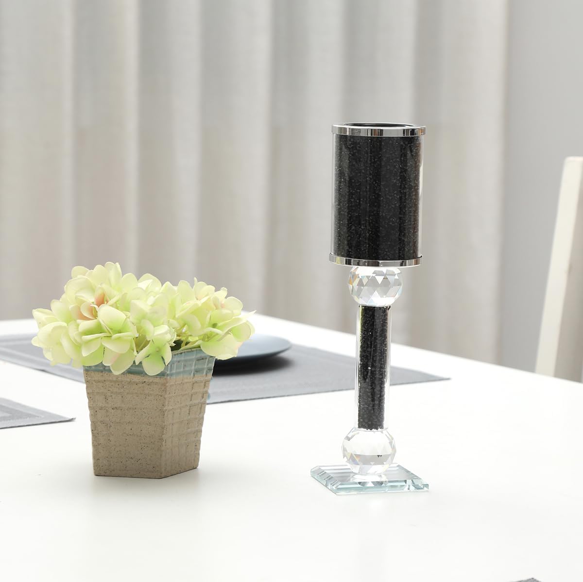 Elegant Sturdy Black Candle Holder 11 Inch