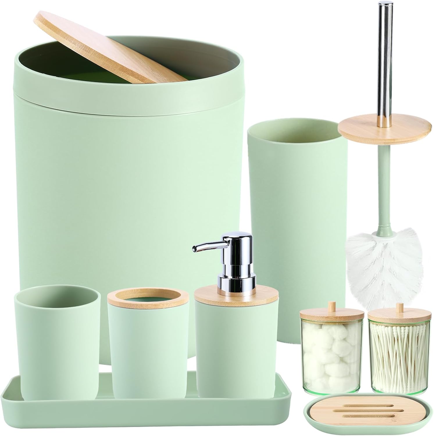 iMucci Pastel Green 9-Piece Bathroom Accessory Set