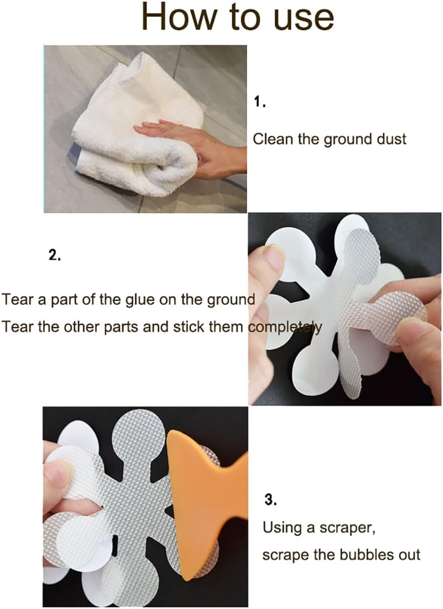 Anti-Slip Shower Stickers 20PCS Non-Slip Bathtub Treads with Premium Scraper
