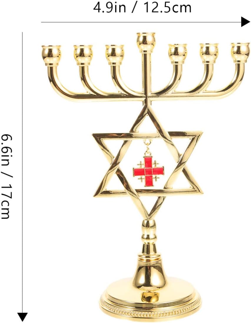 EXCEART 7-Branch Metal Candlestick Holder for Chanukah