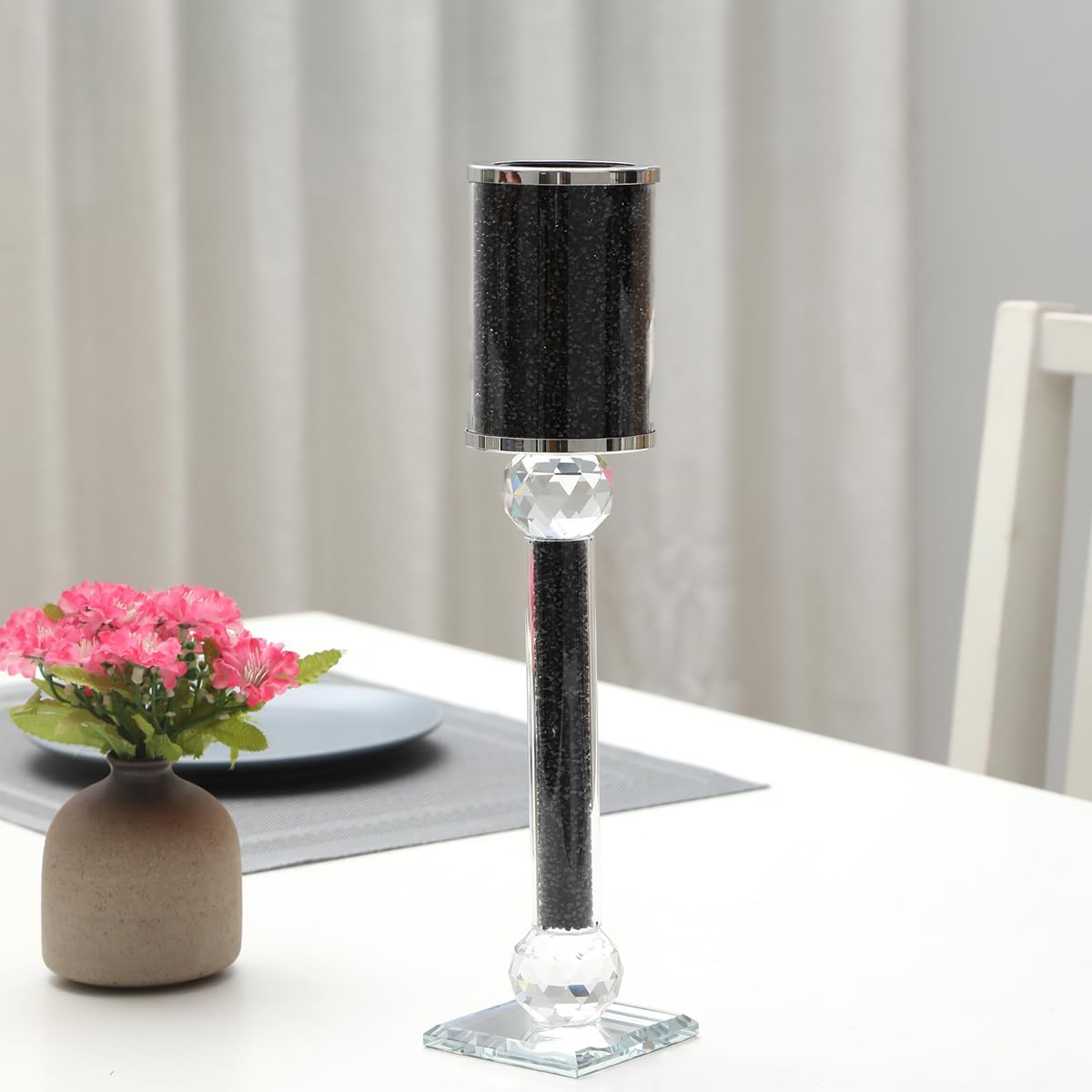 Elegant Sturdy Black Candle Holder 11 Inch