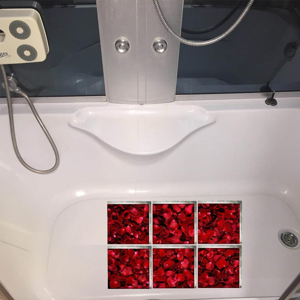 Elegant Non-Slip Bathtub Stickers for Adults Red Rose Petal Design