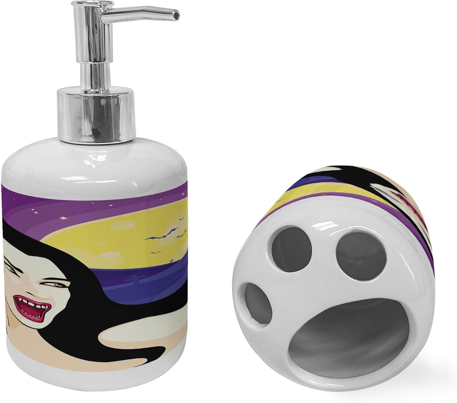 Halloween-themed set for bathroom organization