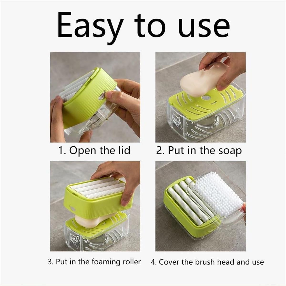 Guegalls Foaming Soap Dispenser with Roller and Brush
