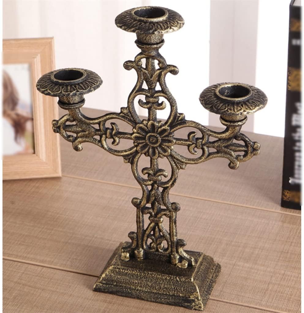 Beautiful European-Derived Cast Iron Three-Head Candle Holder