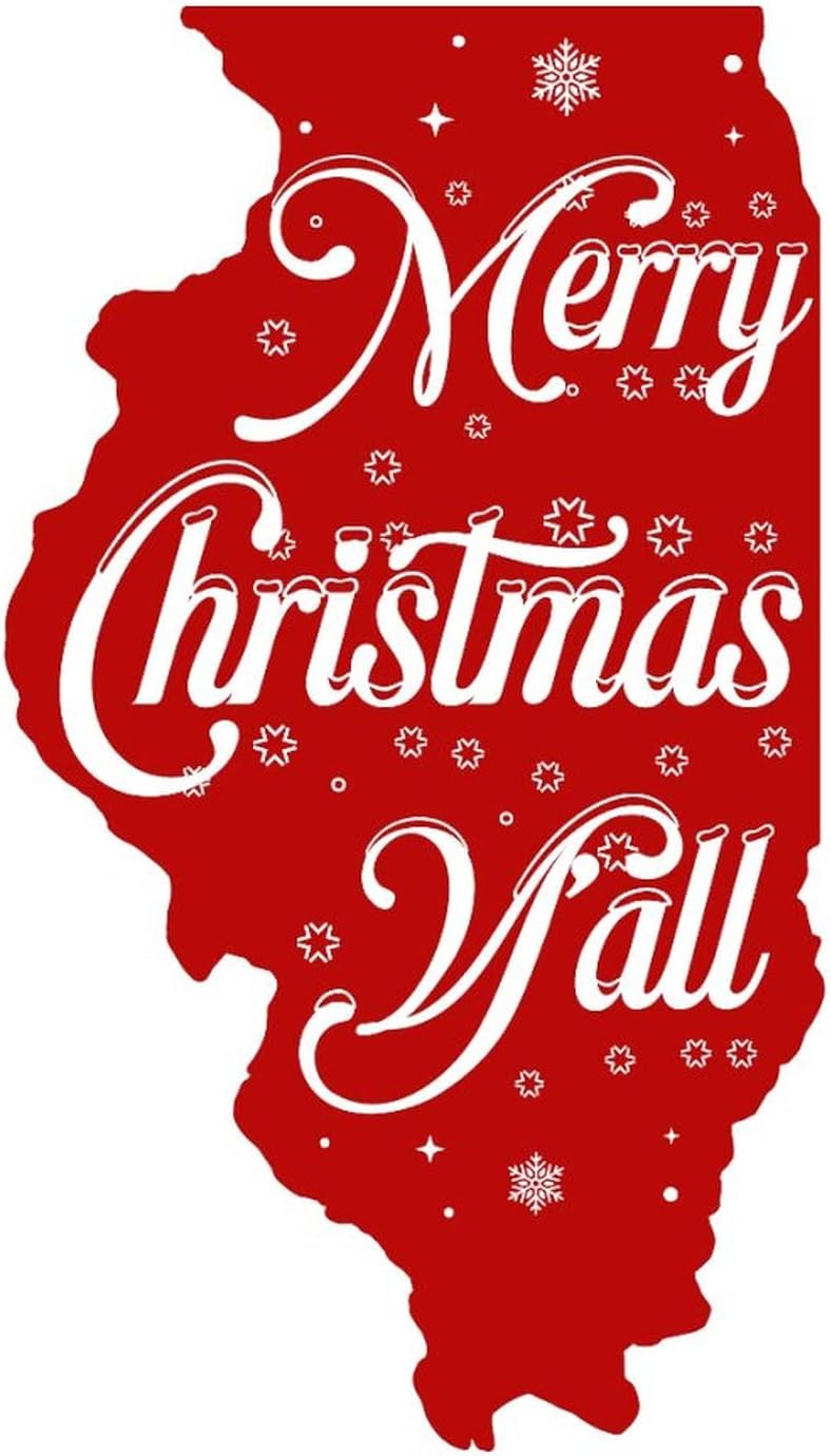 Merry Christmas Yall Illinois Wall Sticker 22in