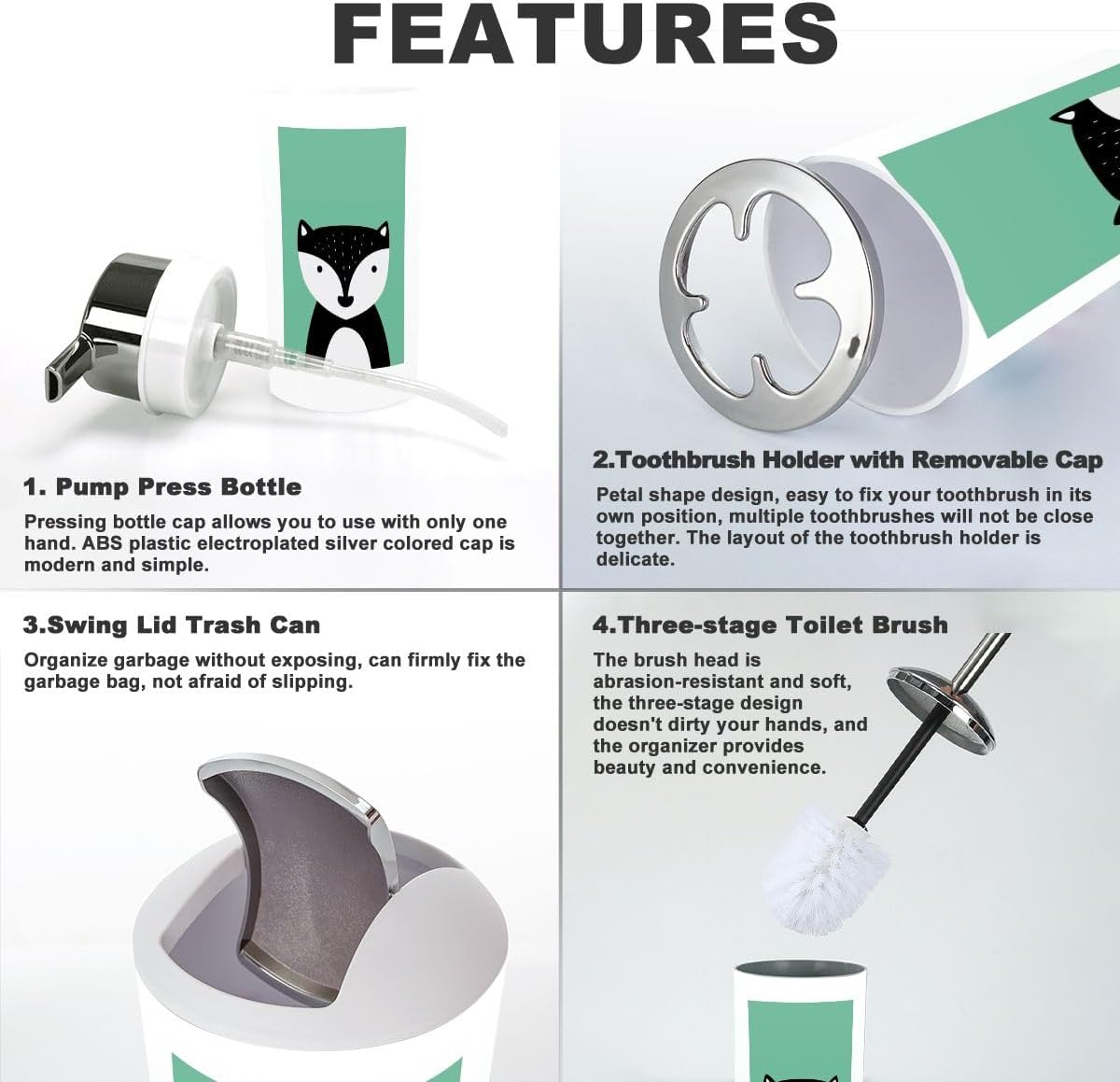 Sleek Nursery Bathroom Accessories 6-Piece Set