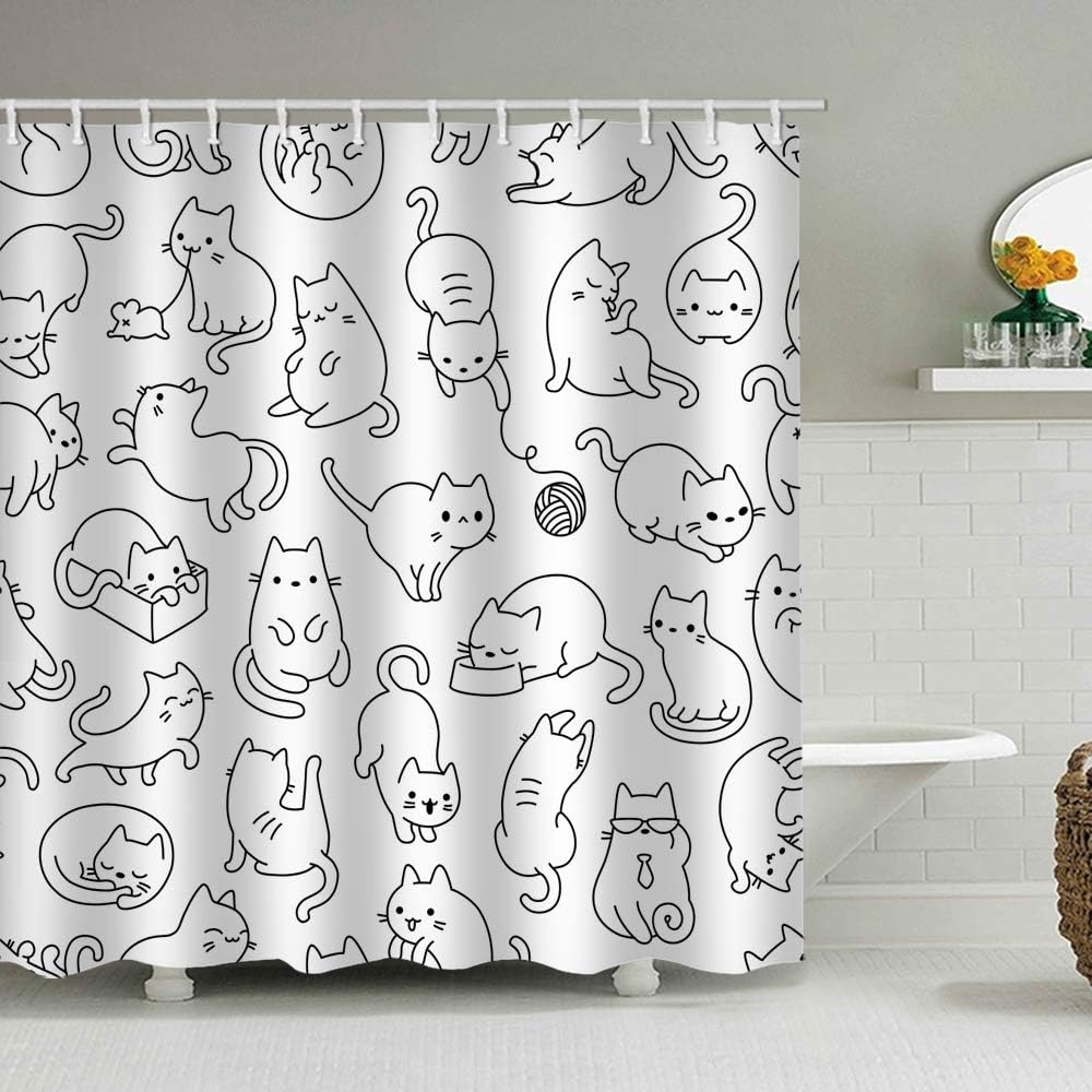 ICOSAMRO Cat-Themed Bathroom Set