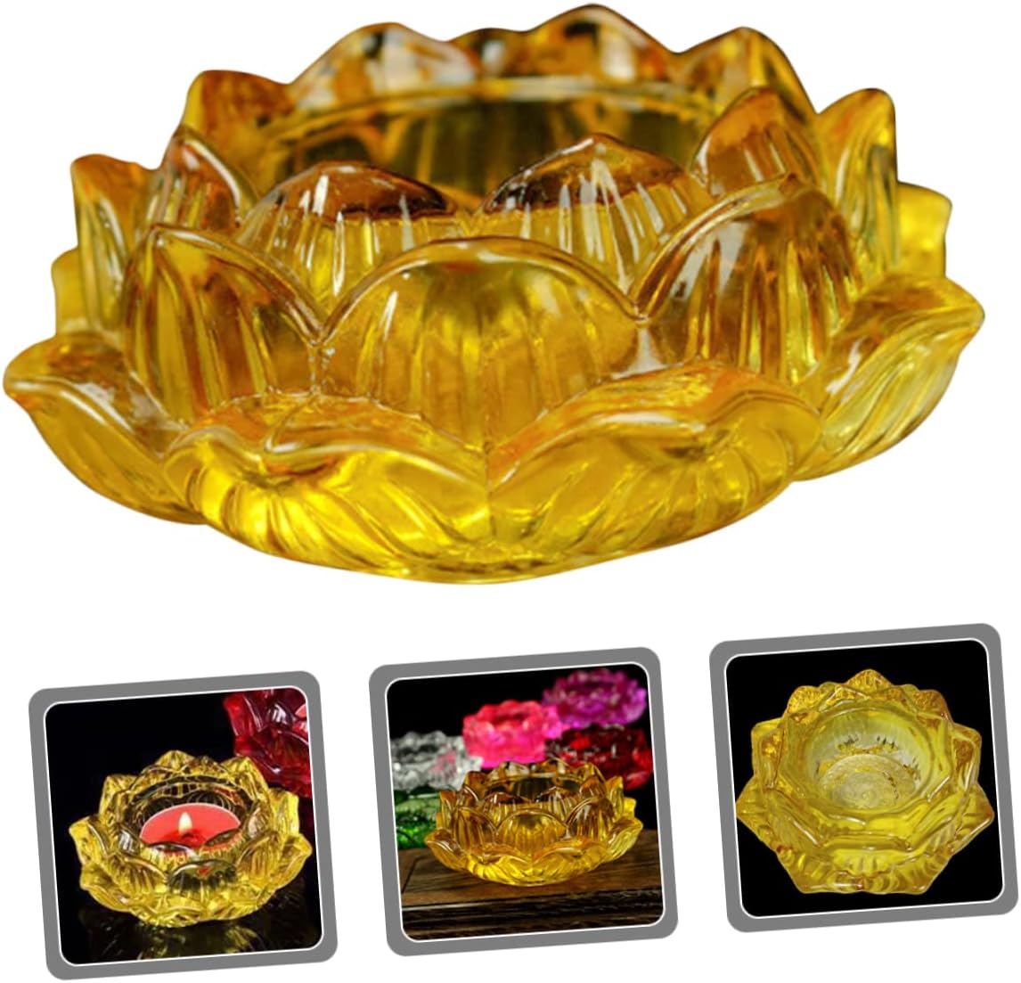 Buddha Lotus Glass Candle Holder