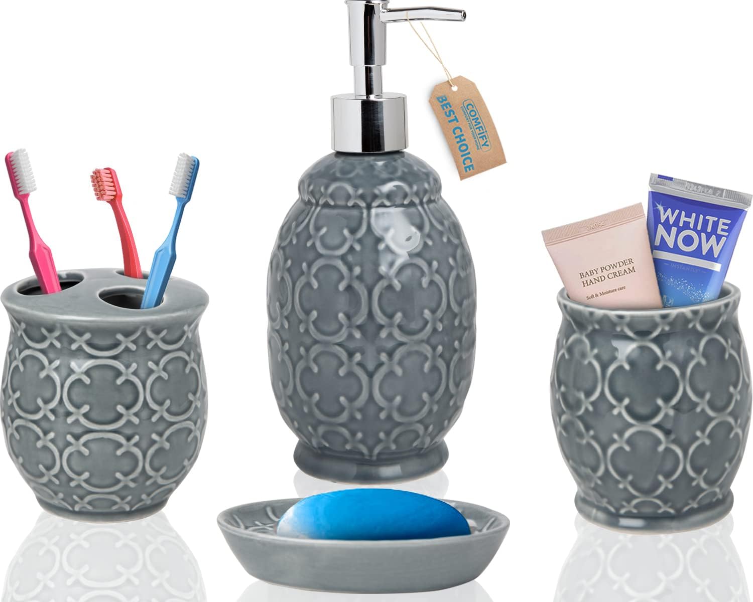 Modern 4-Piece Ceramic Bathroom Accessory Set