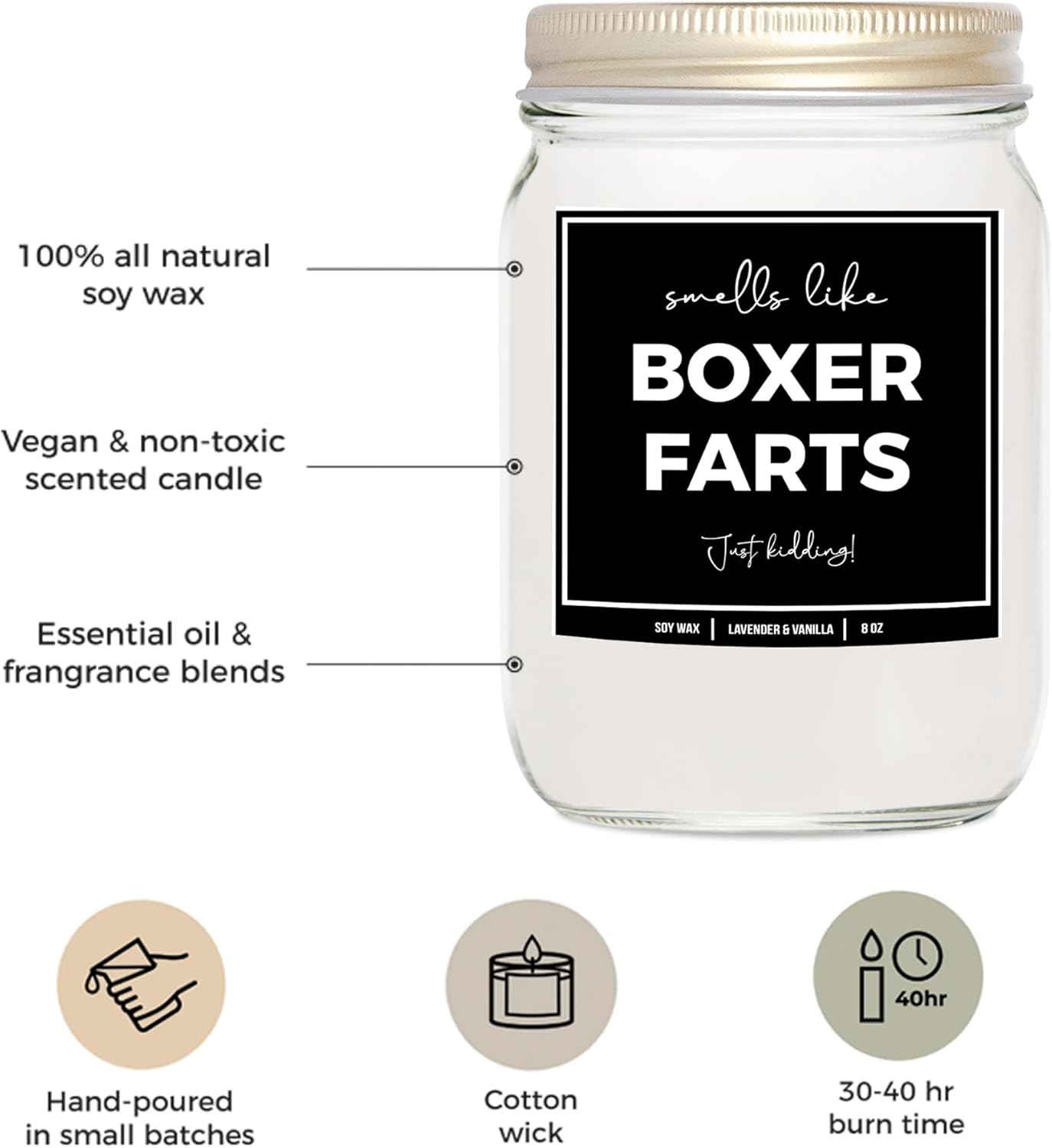 Boxer Dog Gift - 8oz Soy Candle Lavender Vanilla