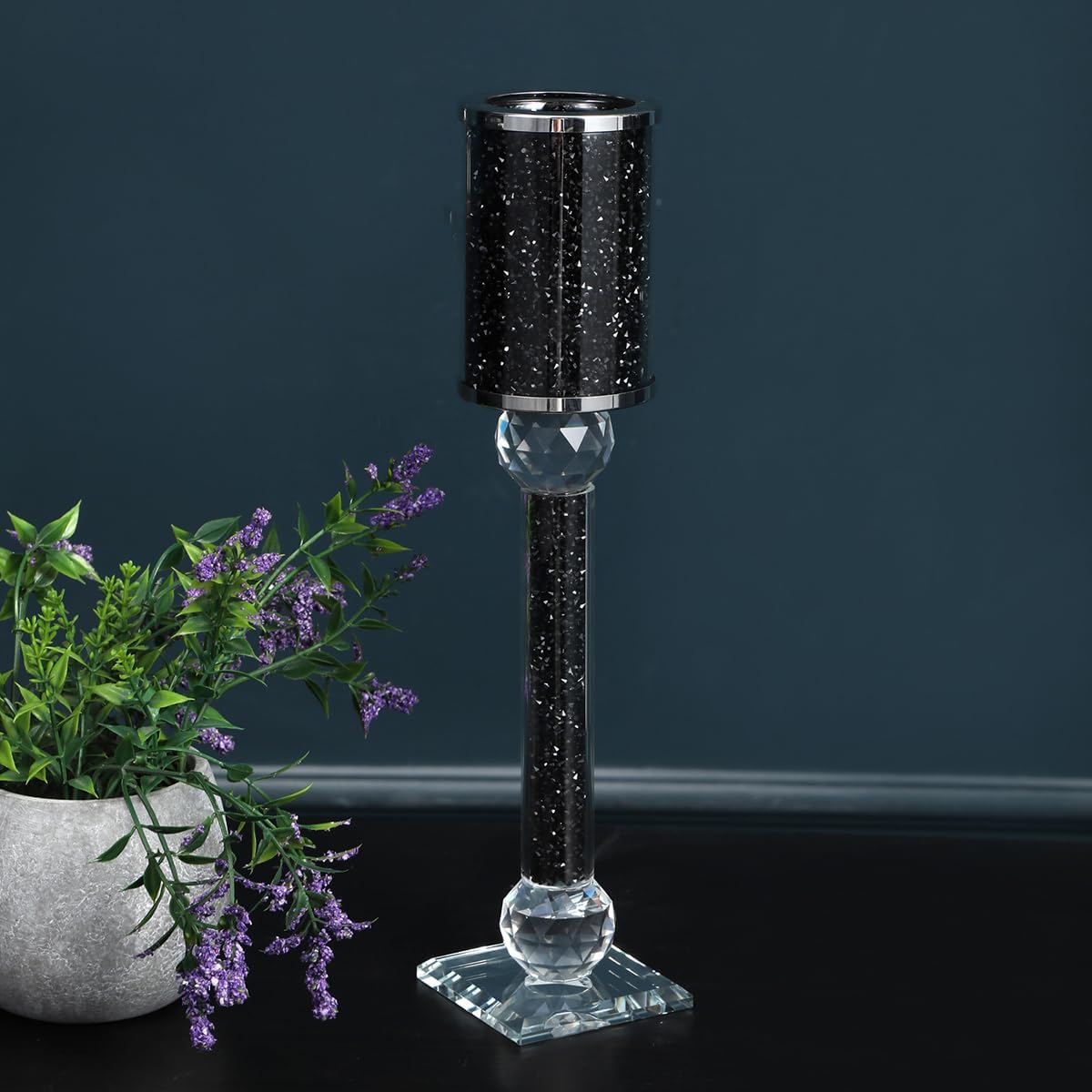 Elegant Sturdy Black Candle Holder 11 Inch