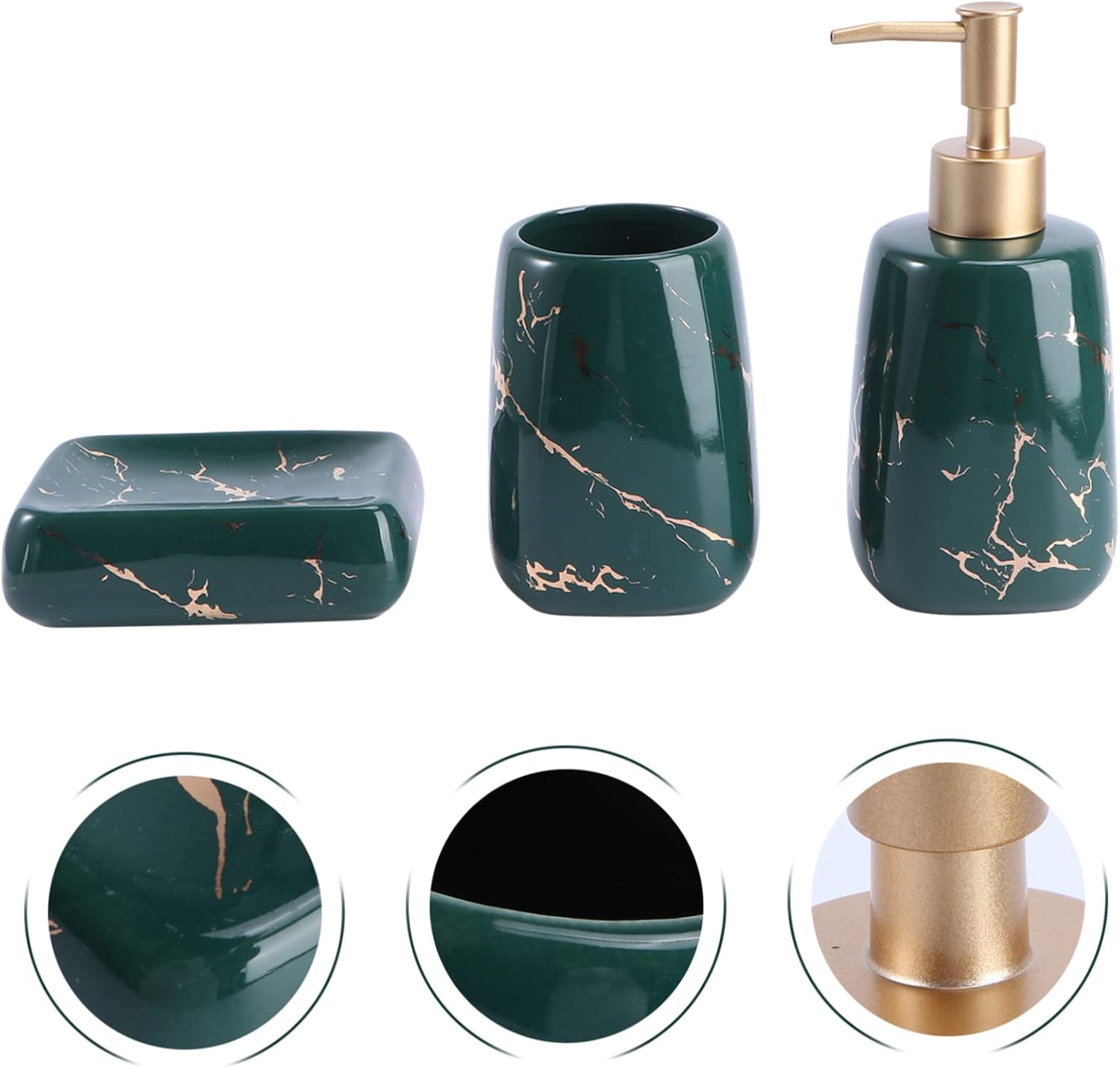 Unomor Bathroom Accessory Set Marble Finish Stylish Organizer