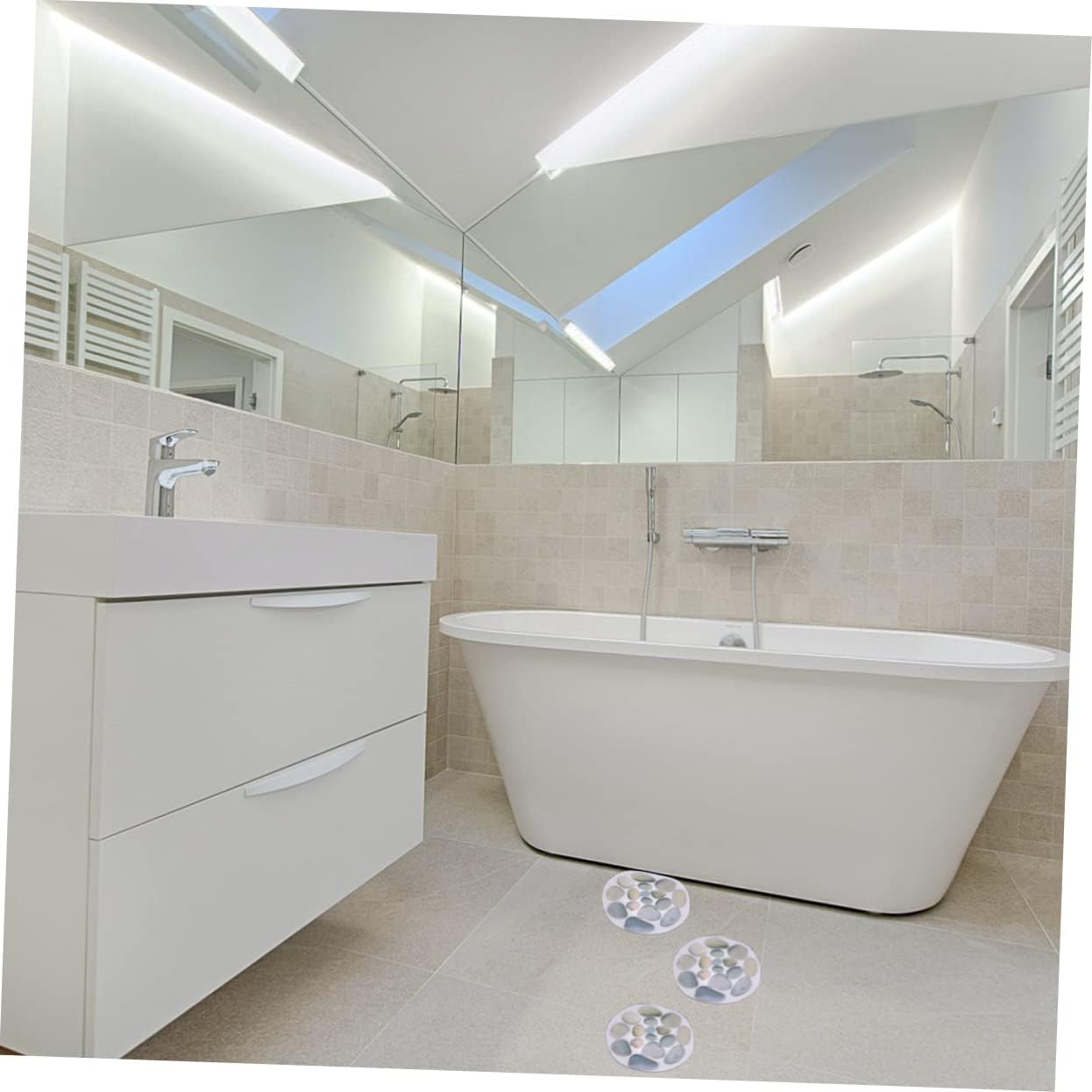 4-Piece Diameter Stone Pattern Bathtub Non-Slip Stickers