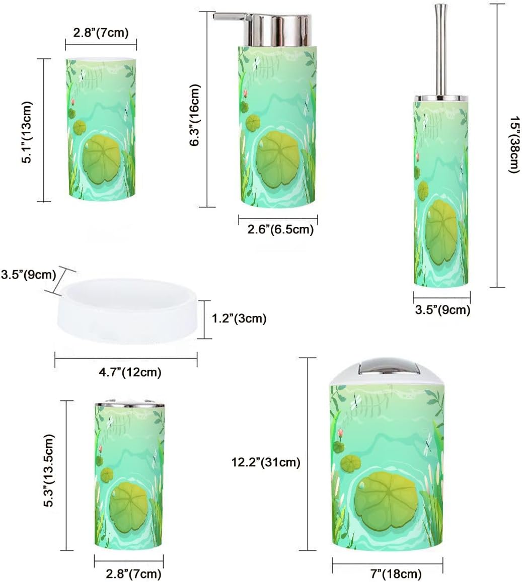 Bathroom Accessories Set 6 Pcs with Pond Scenery