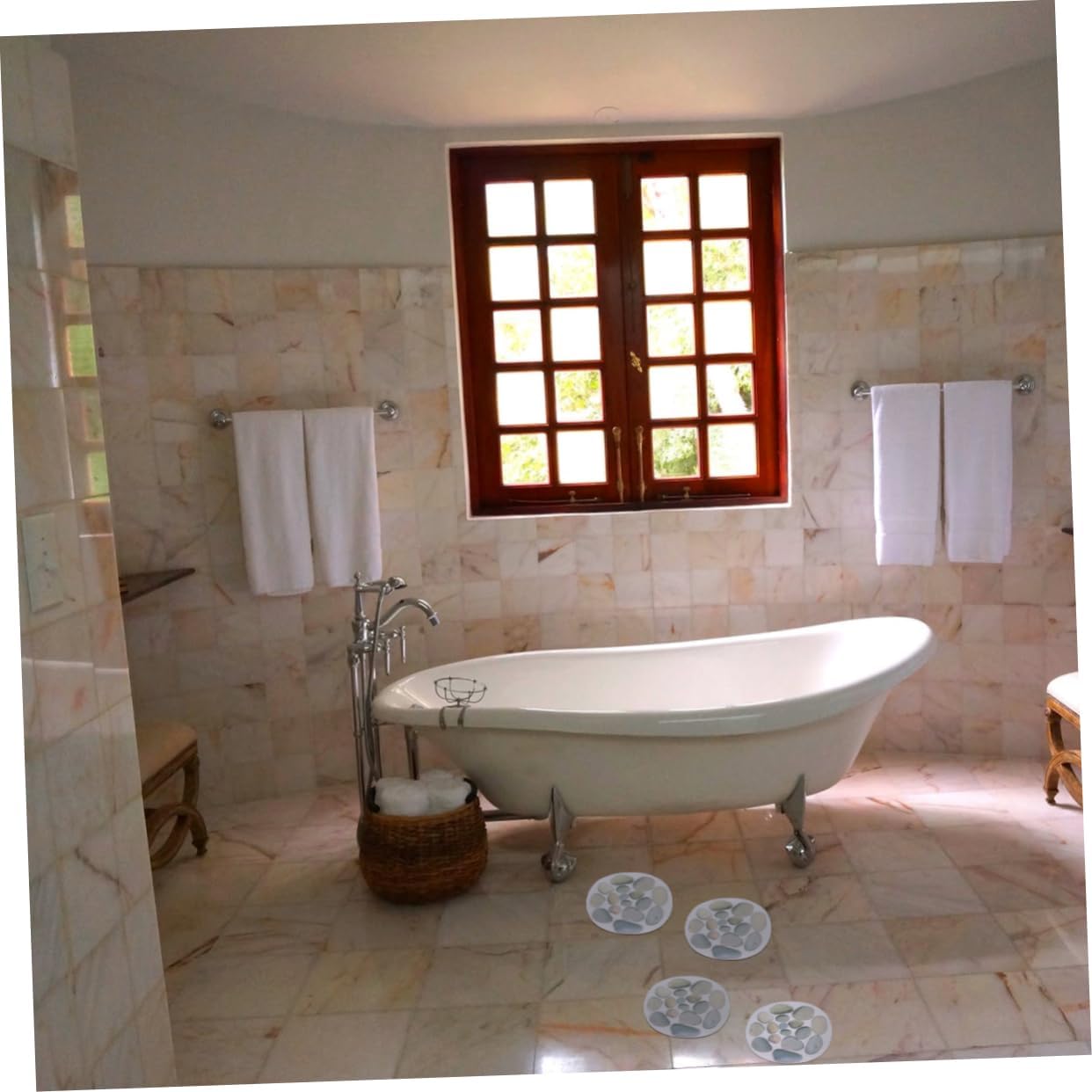 4-Piece Diameter Stone Pattern Bathtub Non-Slip Stickers